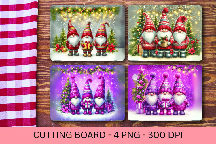 kitchen cutting board - christmas gnome santa claus
