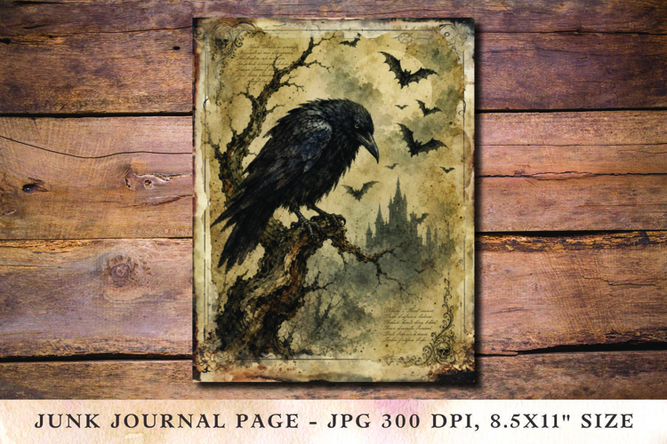 Junk Journal Pages - halloween crow
