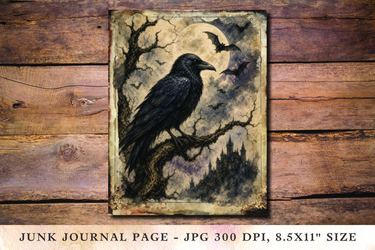 Junk Journal Pages - halloween crow