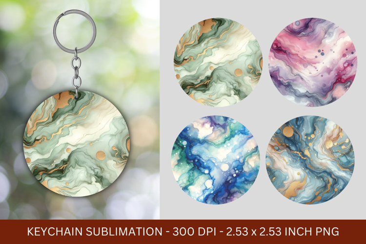 keychain sublimation - marble glitter