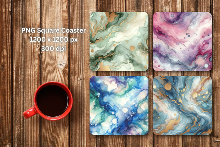 square coaster - marble glitter