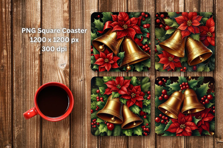 square coaster - christmas bell