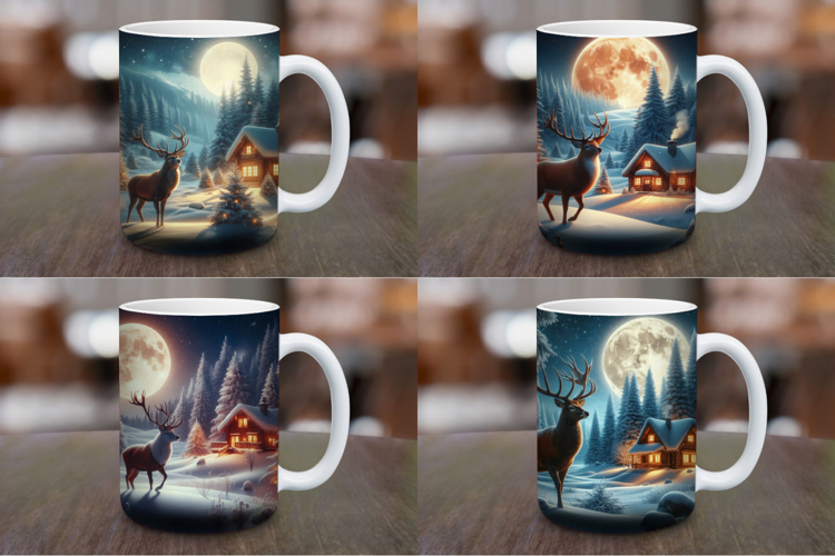 Mug Wrap Sublimation - christmas snow deer