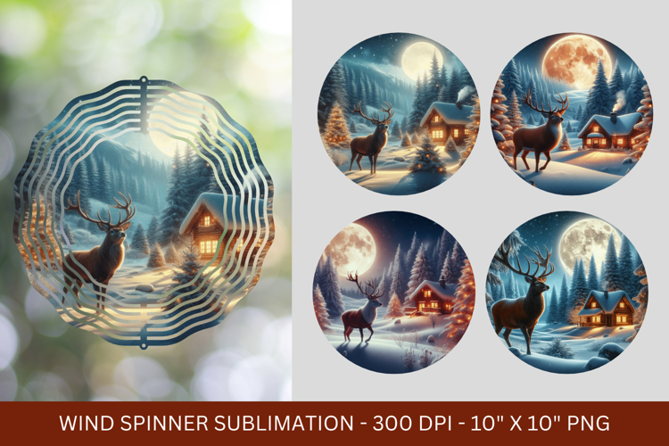 wind spinner - christmas snow deer