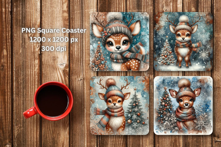 square coaster - baby deer