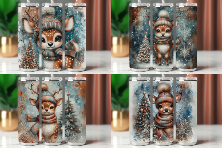 Tumbler Wrap 20 oz - baby deer christmas
