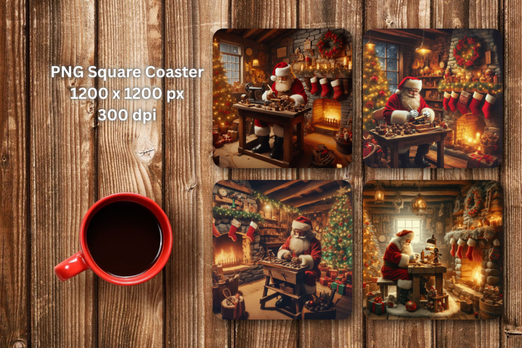 square coaster - christmas santa claus