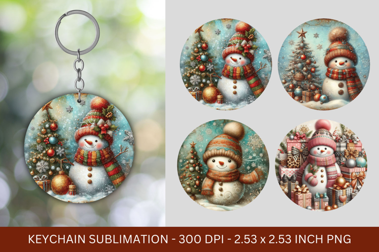 keychain sublimation - christmas snowman