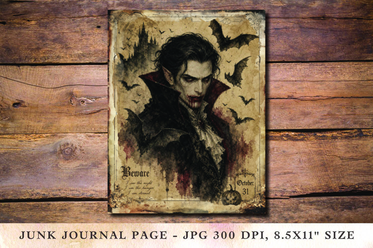 Junk Journal Pages - halloween dracula
