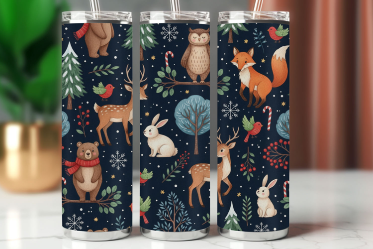 Tumbler Wrap Seamless Pattern - nursery animals