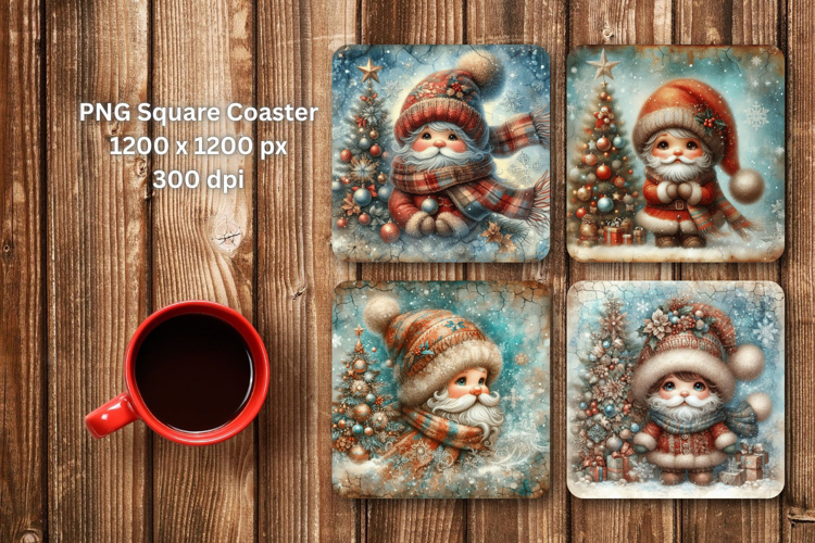 square coaster - baby santa claus