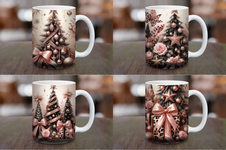 Mug Wrap Sublimation - pink christmas tree