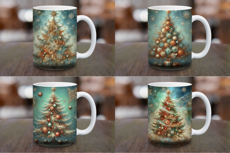 Mug Wrap Sublimation - vintage christmas tree