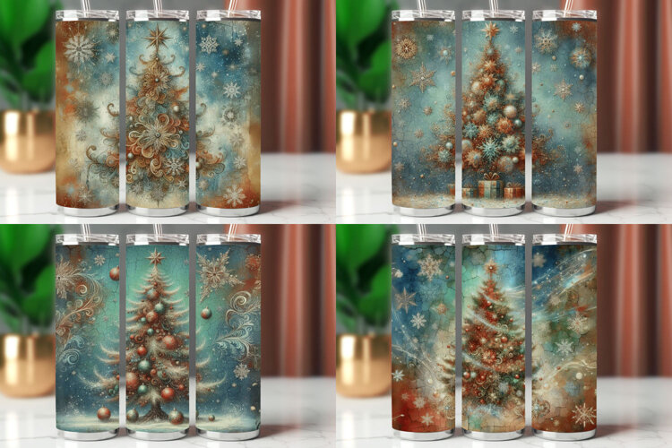 Tumbler Wrap 20 oz - vintage christmas tree example image 1