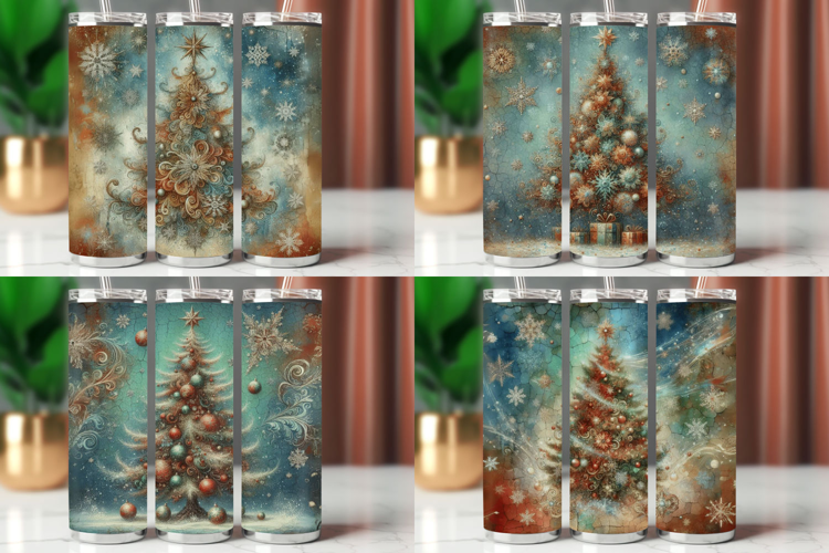 Tumbler Wrap 20 oz - vintage christmas tree