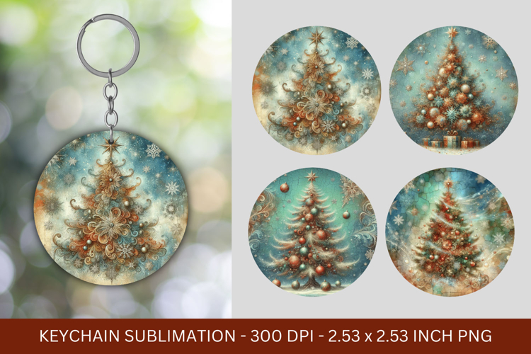 keychain sublimation - vintage christmas tree