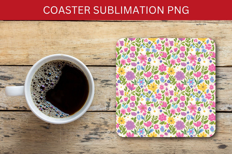 square coaster seamless pattern - flowers