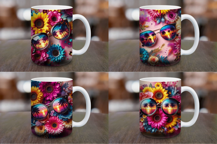 Mug Wrap Sublimation - floral sunglasses