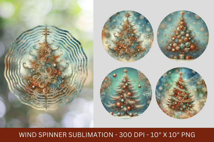 wind spinner png sublimation - vintage christmas tree