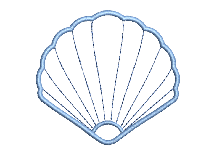 Minimal Scallop Shell Embroidery Design 4x4