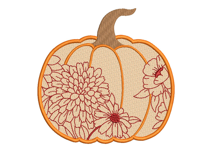 Floral Pumpkin Embroidery Design