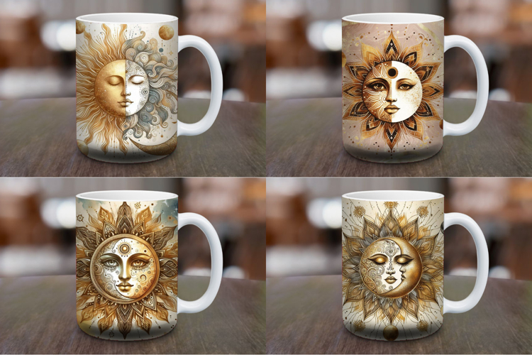 Mug Wrap Sublimation - boho sun and moon