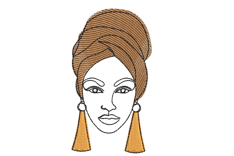 African Woman Machine Embroidery Design