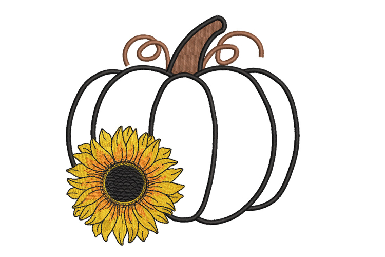 Pumpkin with sunflower Embroidery Design