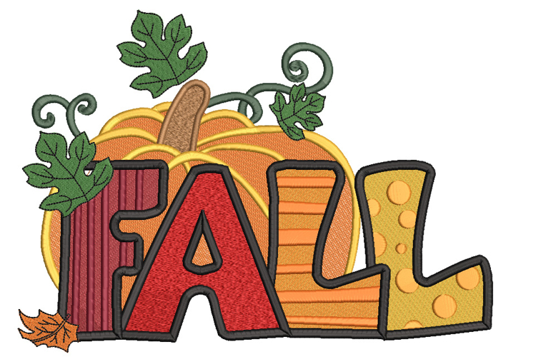 Fall Sign with Pumpkin, Machine Embroidery Design