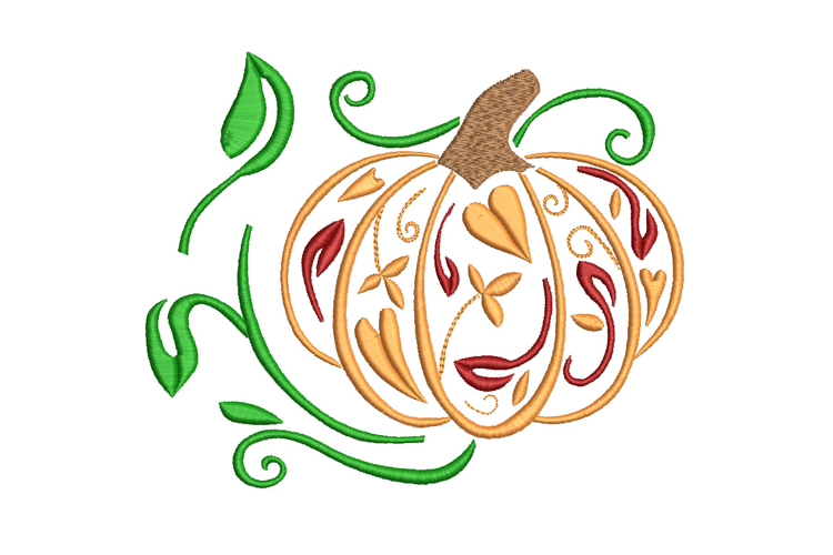 Floral Pumpkin Embroidery Design
