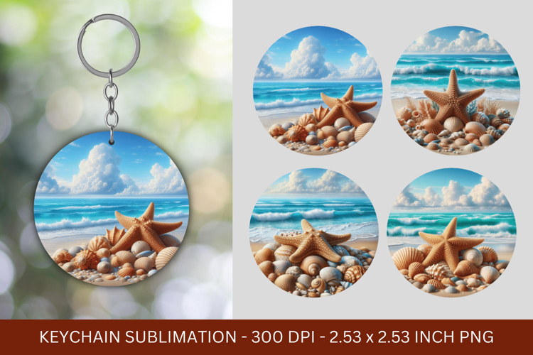 keychain sublimation - beach sea star