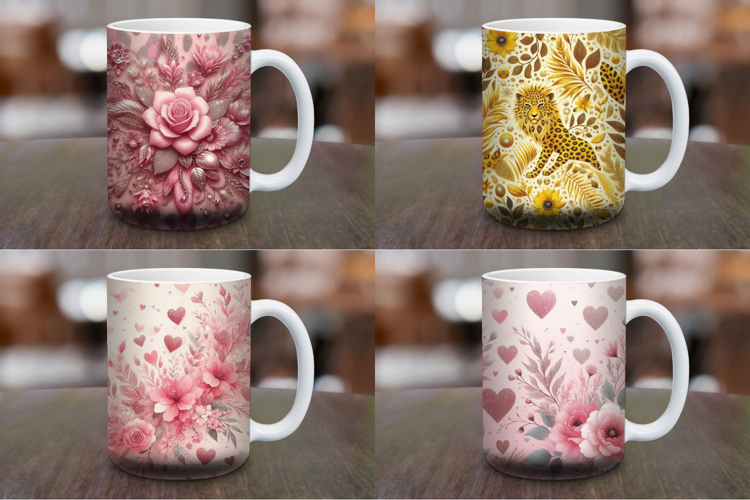 Mug Wrap Sublimation - floral leopard skin