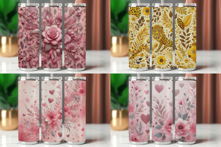 Tumbler Wrap 20 oz - floral leopard