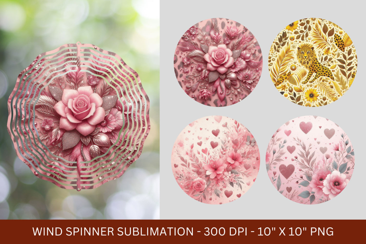 wind spinner png sublimation - flroal leopard skin