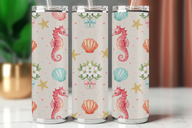Tumbler Wrap Seamless Pattern - under the sea