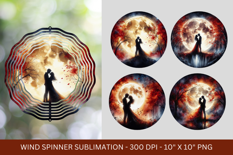 wind spinner - full moon couple romantic