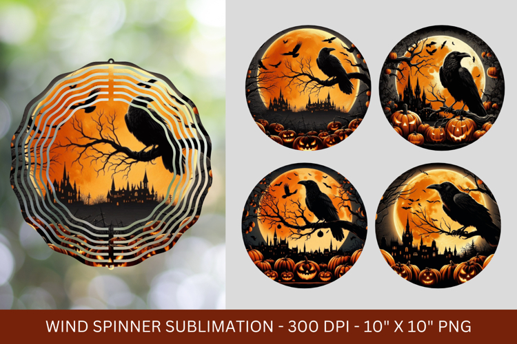 wind spinner - halloween night crow