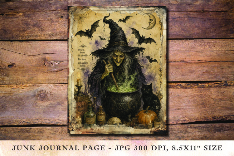 Junk Journal Pages - halloween witch