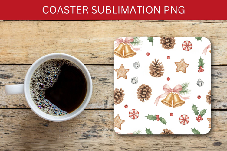 square coaster seamless pattern - christmas pine tree