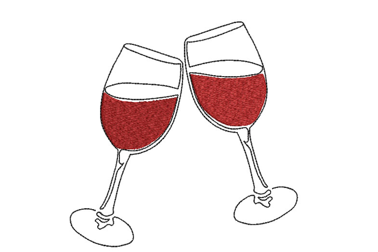 Wine Glasses Embroidery Design Wine Lover