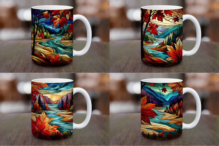 Mug Wrap Sublimation - fall river leaves