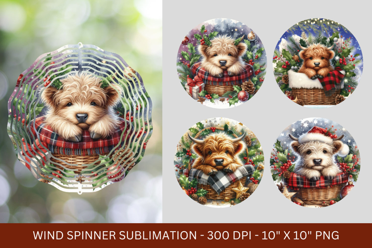 wind spinner png sublimation - baby highland cow