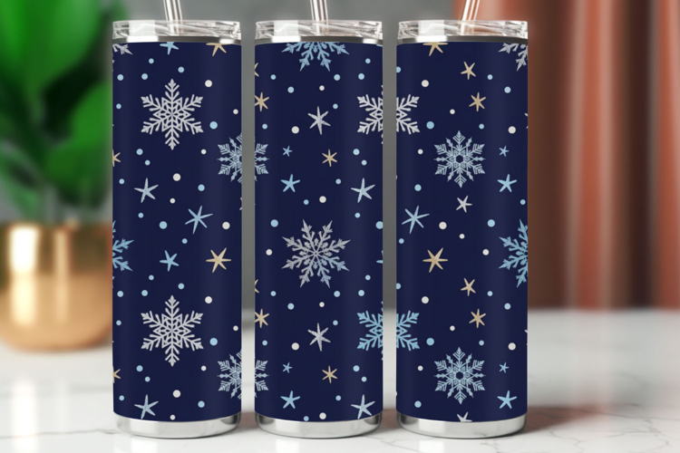 Tumbler Wrap Seamless Pattern - snow
