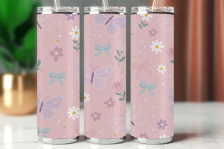 Tumbler Wrap Seamless Pattern - flowers