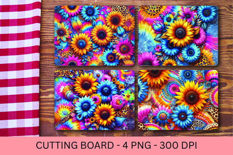 kitchen cutting board - neon sunflowers
