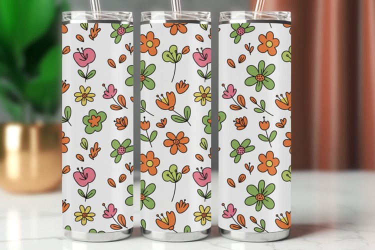 Tumbler Wrap Seamless Pattern - flowers