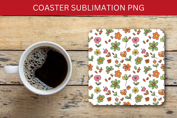 square coaster seamless pattern - flowers