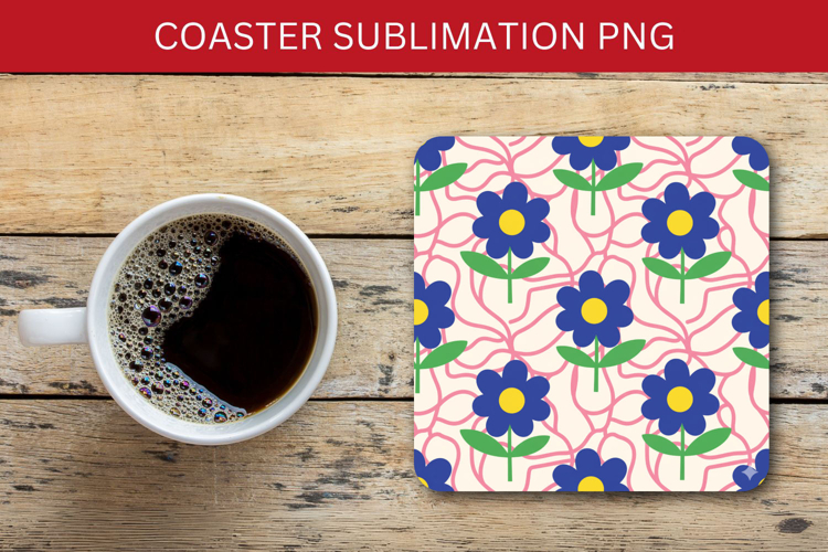 square coaster seamless pattern - flowers