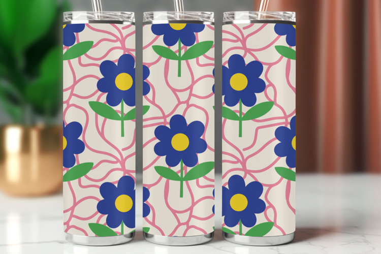 Tumbler Wrap Seamless Pattern - flowers