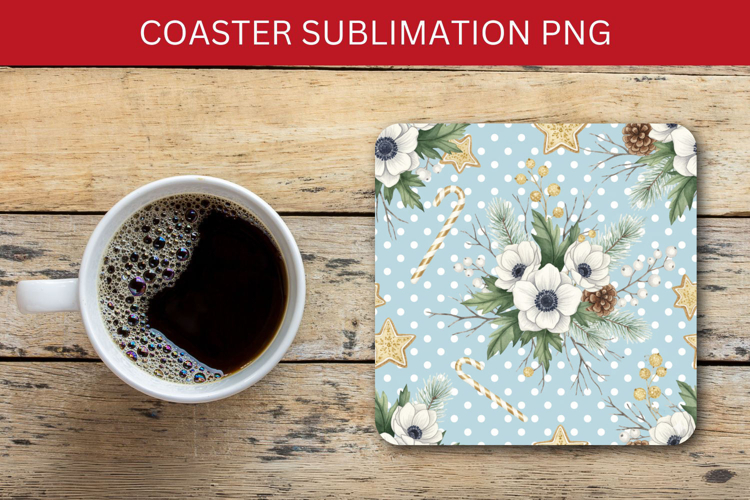 square coaster seamless pattern - flowers